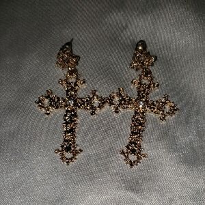 Elegant Gold Cross Earrings